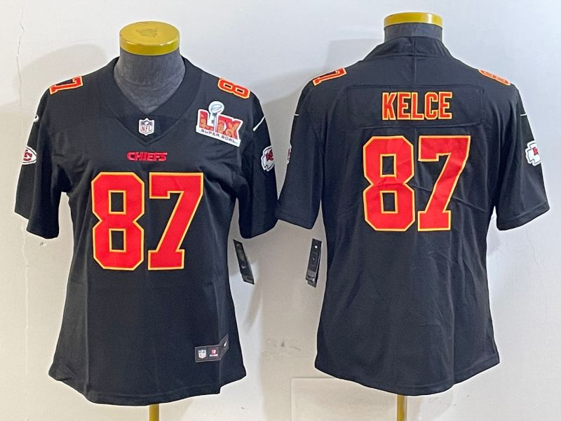 Youth Kansas City Chiefs #87 Kelce Black 2025 Nike Vapor Limited NFL Jersey style 2091